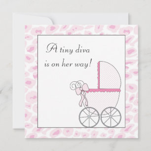 Invitation Porte-bébé rose Diva Leopard Baby Girl Douche