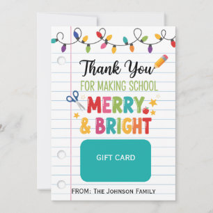 Invitation Porte-carte-cadeau pour enseignant Noël Joyeux et