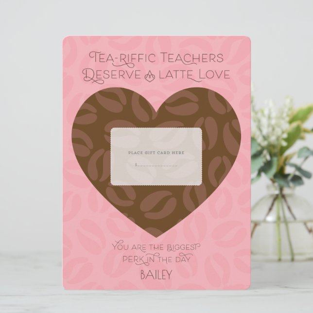 Invitation Porte-cartes cadeaux | Latte Love (Debout devant)