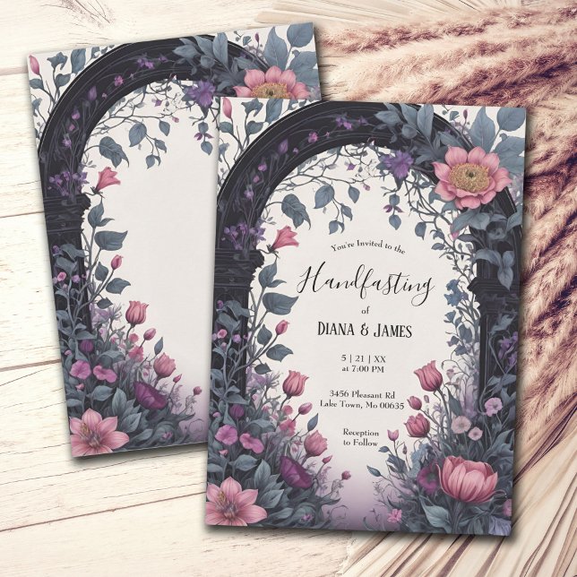 Invitation Porte de jardin fleuri rose gothique Pagan (Créateur téléchargé)