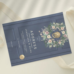 Invitation Porte de mariage bleue CHANGEMENT D'ADRESSE