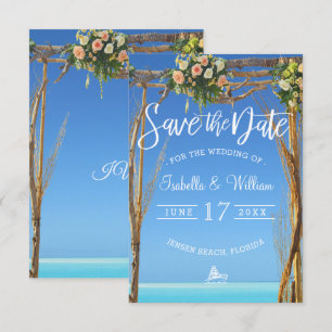 Invitation Porte de mariage d'été floral de plage, Économisez