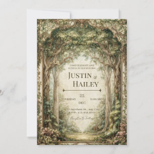 Invitation Porte de mariage ornée de fleurs de forêt