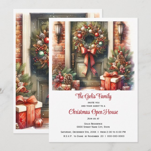 Invitation Porte de Noël Festive (Devant / Derrière)