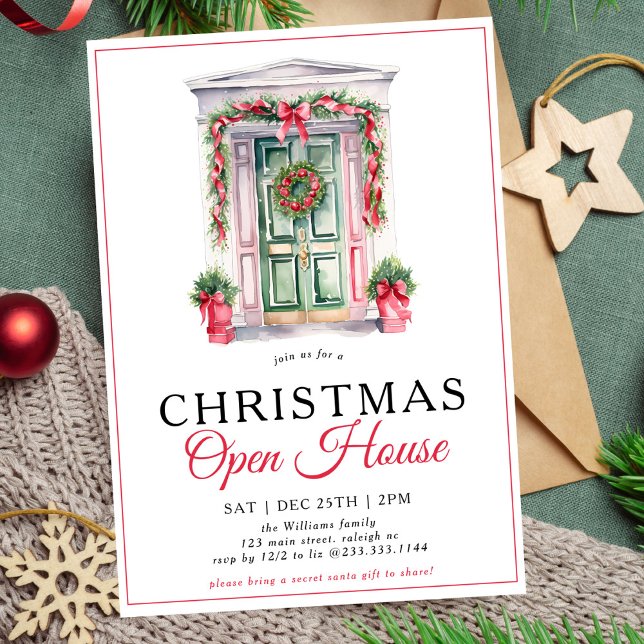 Invitation Porte de Noël moderne Open House Party (Créateur téléchargé)