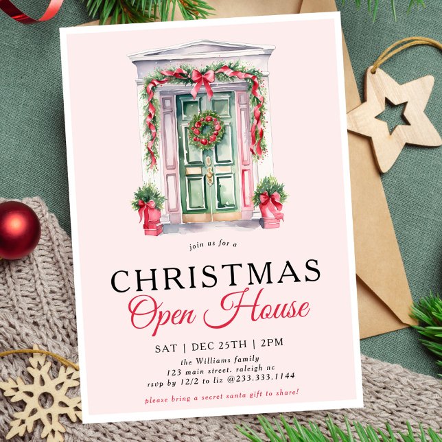 Invitation Porte de Noël moderne Open House Party (Créateur téléchargé)