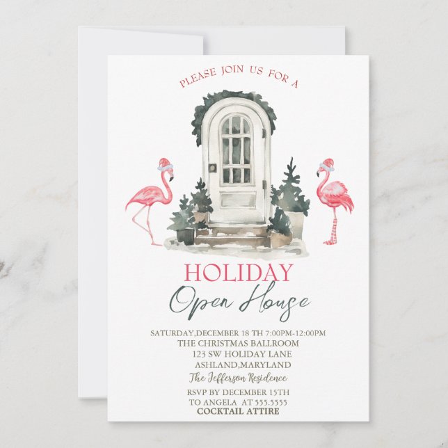Invitation Porte d'entrée Flamants roses roses Holiday Open H (Devant)