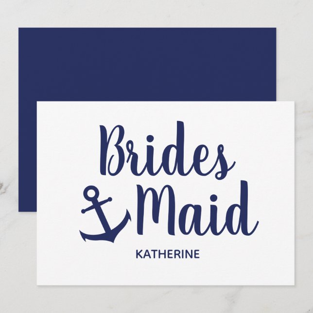 Invitation Porte-mère bleu marine nautique avec ancre (Devant / Derrière)