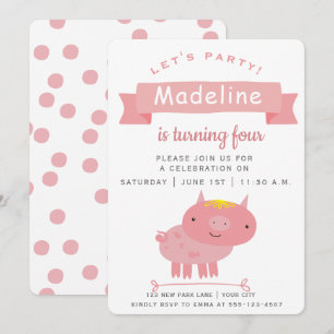 Invitation Porte rose mignon Parti Anniversaire de enfant