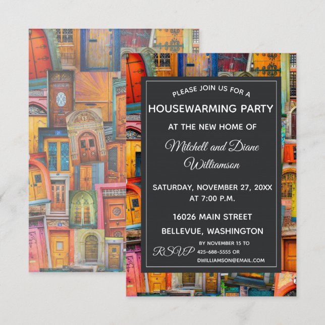 Invitation Portes d'invitation uniques pour les fêtes de réch (Devant / Derrière)