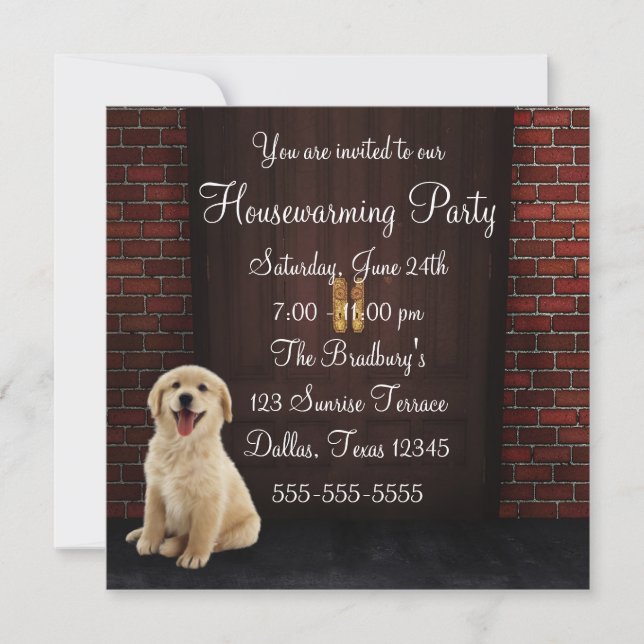 Invitation Portes Dog Brick Wall House Party (Devant)