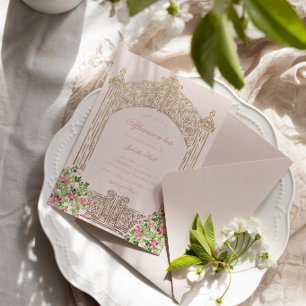 Invitation Portes Royales Élégant Faux Papier D'argent Mariag