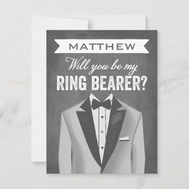 Invitation Porteur à anneaux de tableau noir| Groomsman (Devant)