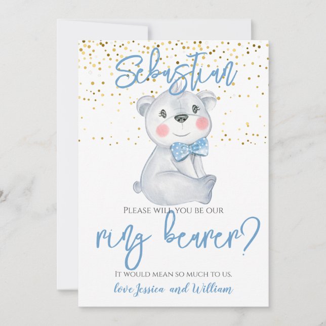Invitation Porteur Bague Cute Bear Page Boy Proposition (Devant)