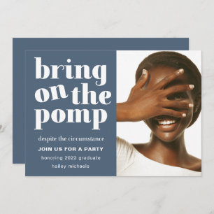 Invitation Portez la Pomp One Photo Grad Party Blue