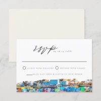 PORTO RICO Colorful Building Skyline RSVP Card