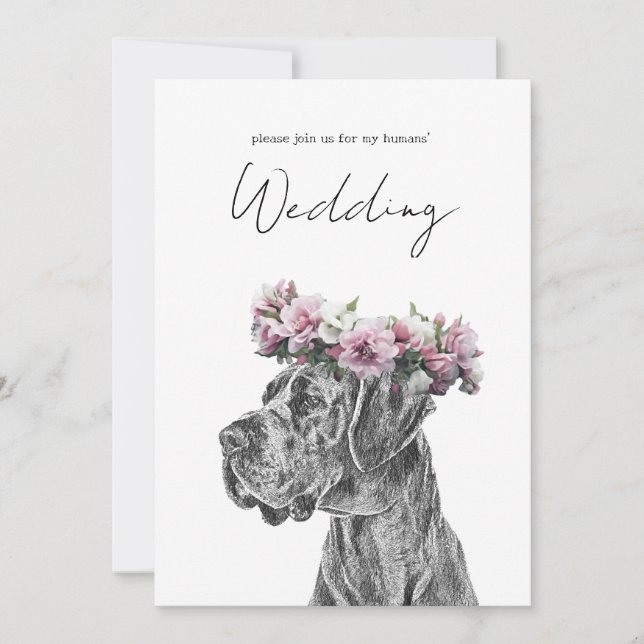 Invitation Portrait de chien Mariage noir et blanc (Devant)