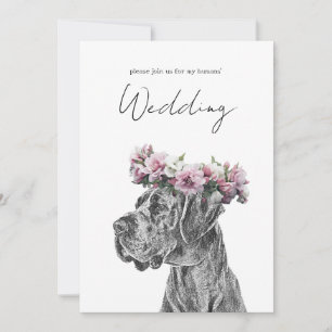 Invitation Portrait de chien Mariage noir et blanc