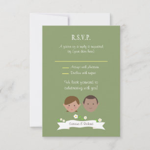 Invitation Portrait de couple de dessin animé illustré pour m