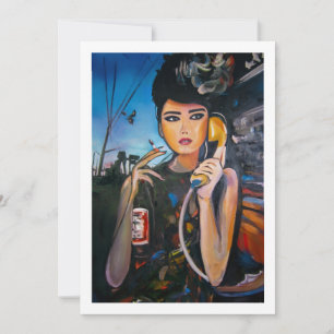 Invitation Portrait de femme rétro vintage sur toile