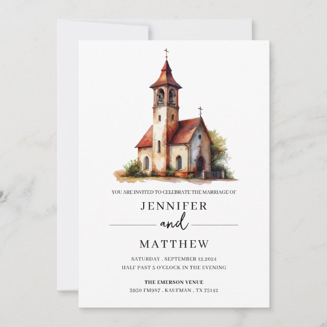 Invitation Portrait du Mariage d'aquarelle personnalisé, Mari (Devant)
