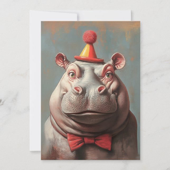 Invitation Portrait hippo clown lunaire (Devant)