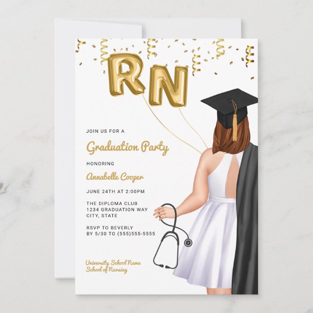 Invitation Portrait Nursing School Graduation Party (Devant)