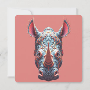 Invitation Portrait Orné de Rhino - Masque d'Esprit Psychedél
