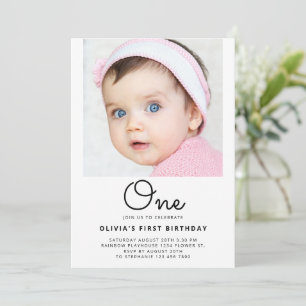 Invitation Portrait Un Script 1er Baby Premier anniversaire