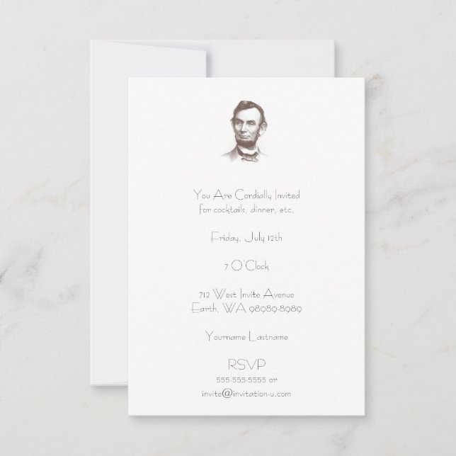 Invitation Portrait Vintage d'Abraham Lincoln (Devant)