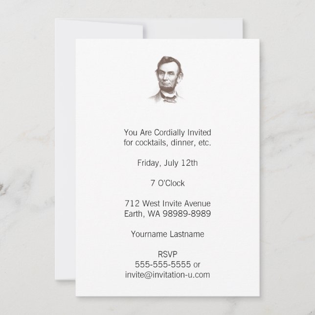 Invitation Portrait Vintage d'Abraham Lincoln (Devant)