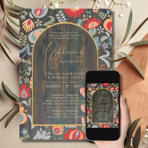 Invitation Portugeuse   Casamento Flores Folclóricas Rústica