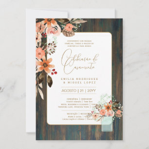 Invitation Portugeuse   Casamento Flores Folclóricas Rústica