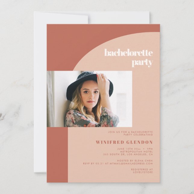Invitation Poser en terre cuite arche Bachelorette photo de l (Devant)