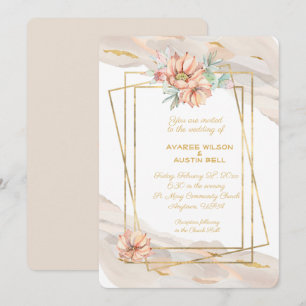 Invitation Poser le marbre avec les étincelles d'or et les ca