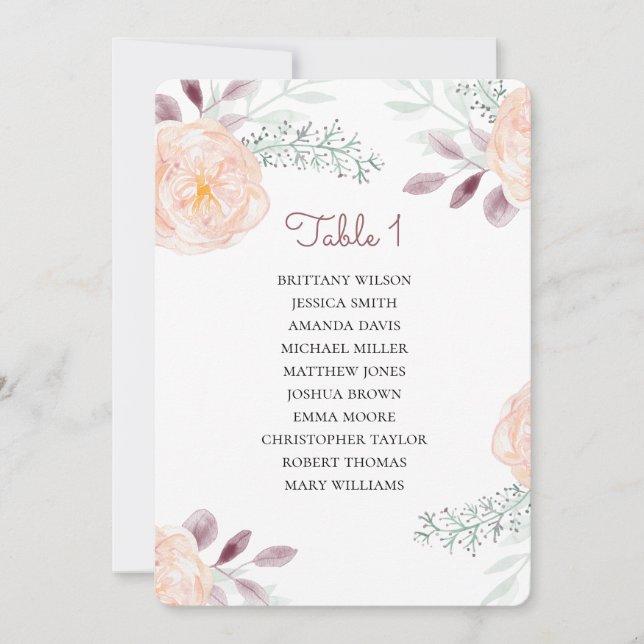 Invitation Poser le plan de sièges des fleurs. Plan mariage f (Devant)