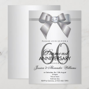 Invitation Posh Gem Bow & Ribbon 60e anniversaire de Mariage