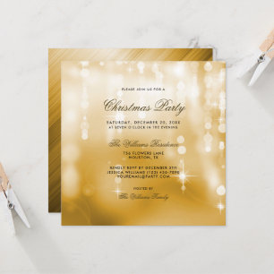 Invitation Posh Gold Lights Bokeh Noël