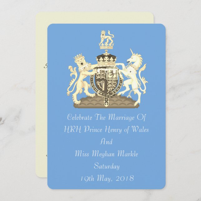 Invitation Posh Harry and Meghan Royal Wedding Invite (bleu) (Devant / Derrière)