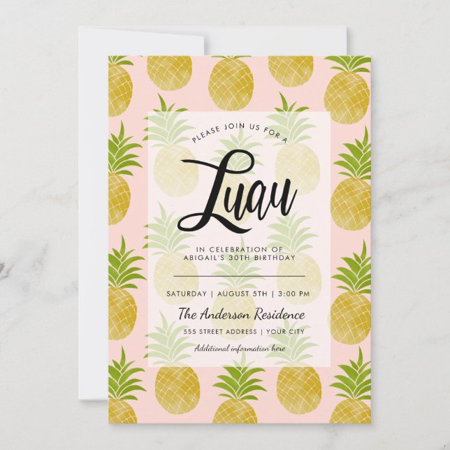 Invitation Posh Pineapple Luau (Devant)
