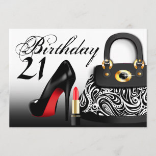 Invitation Posh Purse, talons hauts et bâton à lèvres 21e ann