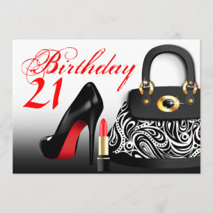 Invitation Posh Purse, talons hauts et bâton à lèvres 21e ann
