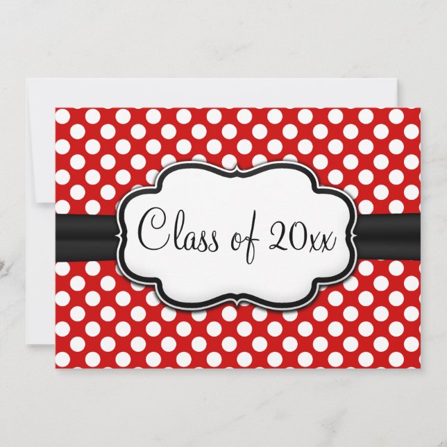 Invitation Posh Red Polka Dot Graduation (Devant)