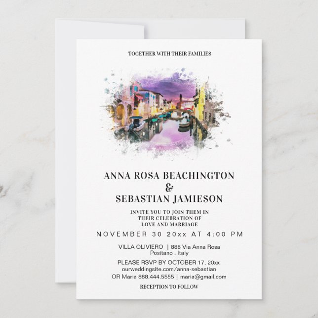 Invitation *~* POSITANO Italie PHOTO AR20 Mariage RSVP (Devant)