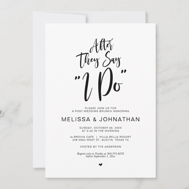 Invitation Post mariage, après qu'ils disent que je le fais,  (Devant)