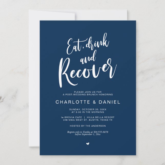 Invitation Post mariage Brunch, manger, boire et récupérer In (Devant)