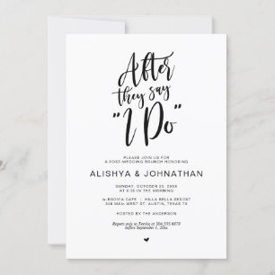 Invitation Post Mariage Brunch, Rustic Black Script