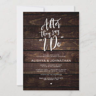 Invitation Post Mariage Brunch, Rustic Dark Script