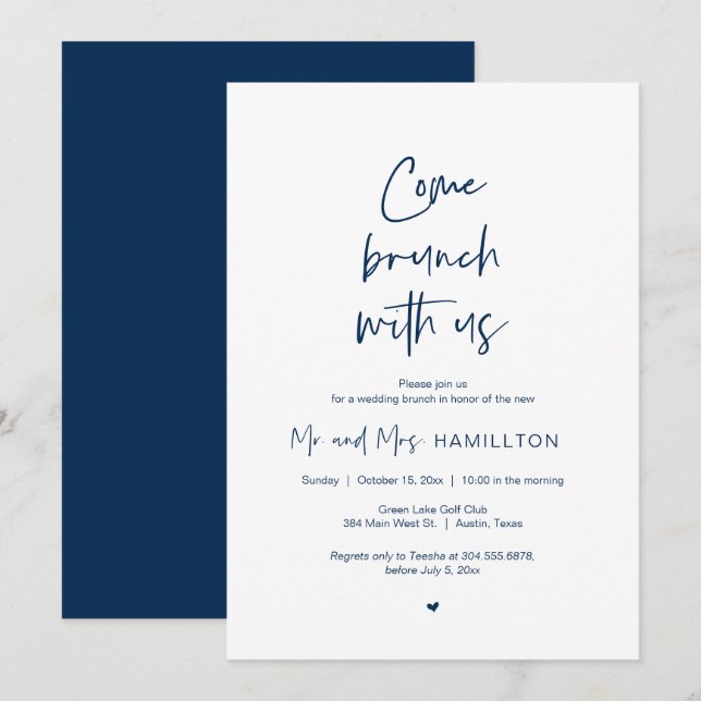 Invitation Post mariage Brunch, Venez Brunch Avec Nous Invita (Devant / Derrière)