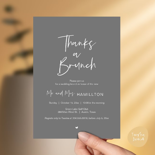 Invitation Post wedding Celebration, Thanks a Brunch (Thanks a Brunch, Post modern wedding celebration, wedding crew, Invitation card, Dark Grey)